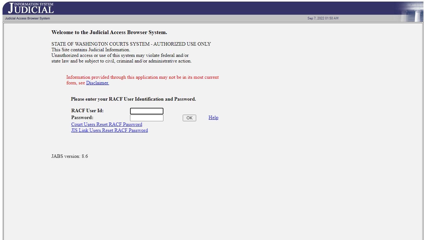JABS Logon - Wa